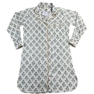 Raashi Boutique Women's Cotton Nightshirt S/M Dandelion Print Button Up Collared